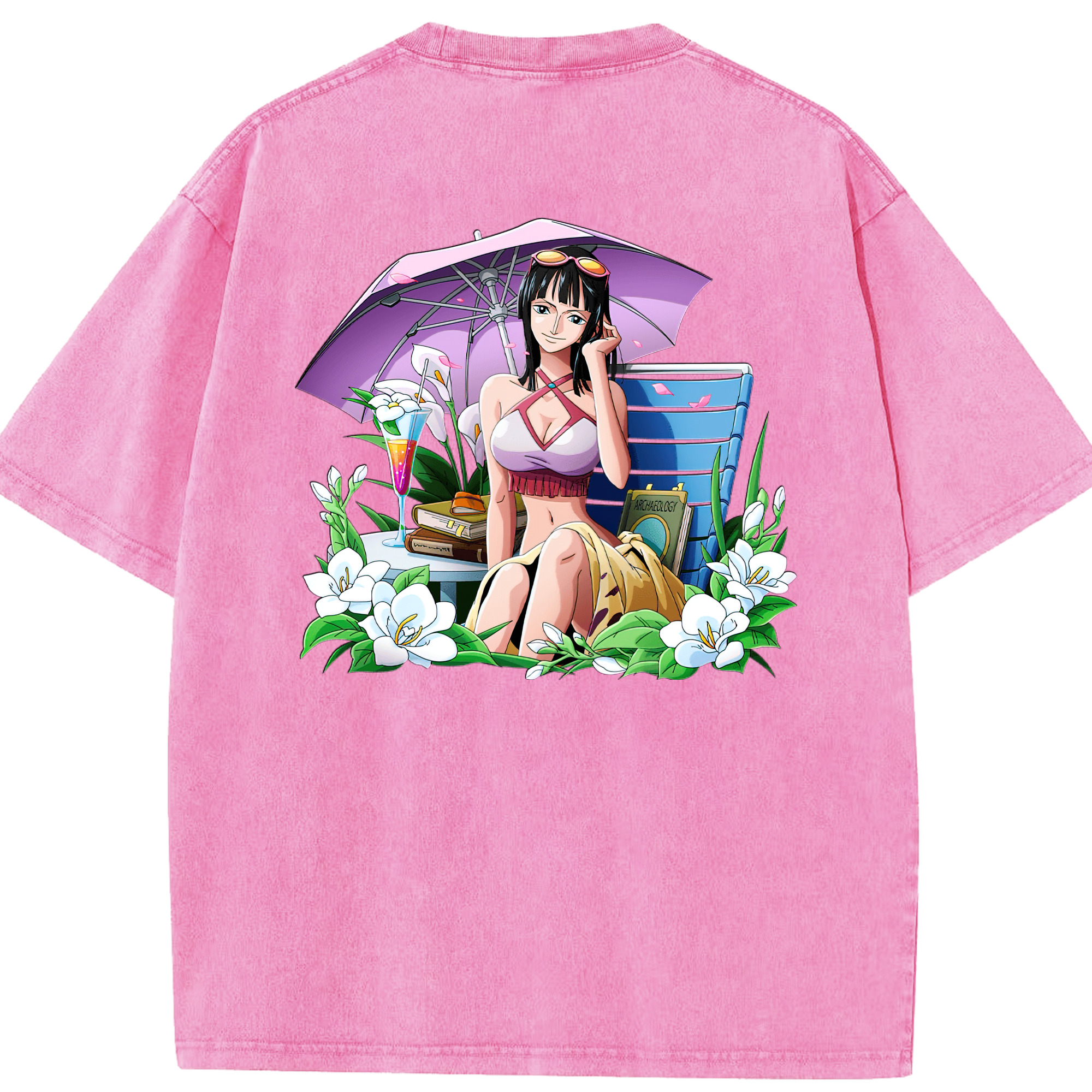 ワンピース ニコ・ロビン ONE PIECE Nico Robin 綿100% ヴィンテージ風 半袖Tシャツ（背面プリント）